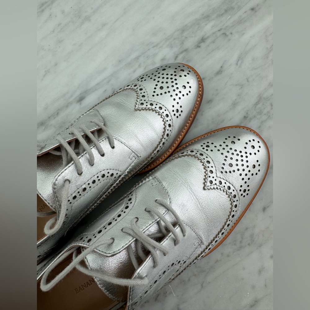Silver Leather Oxfords